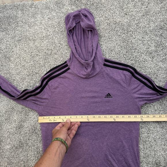 Adidas Hoodie Shirt Mens Small Climalite Long Sleeve Pullover 3 Stripe Athletic - Picture 3 of 12
